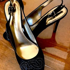 Antonio Melani black peep toe fashion heels  size 7-1/2